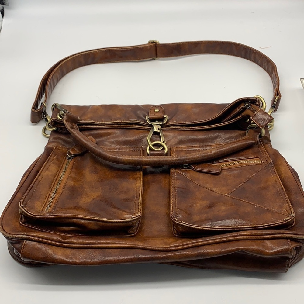 Galian New York Brown faux Leather Shoulder Bag